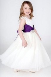 Girls Cadbury Purple & Ivory Diamante Brooch Dress